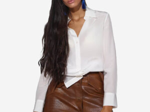 Silk long shirt white