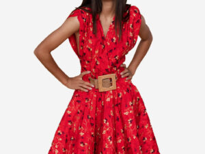 Floral short dress red