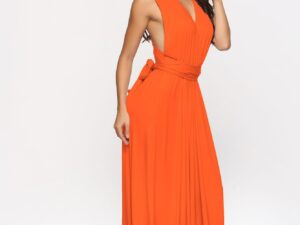 Formal Burnt Orange Women's Plus Size Criss Cross Back Maxi Dress for Wedding Guest